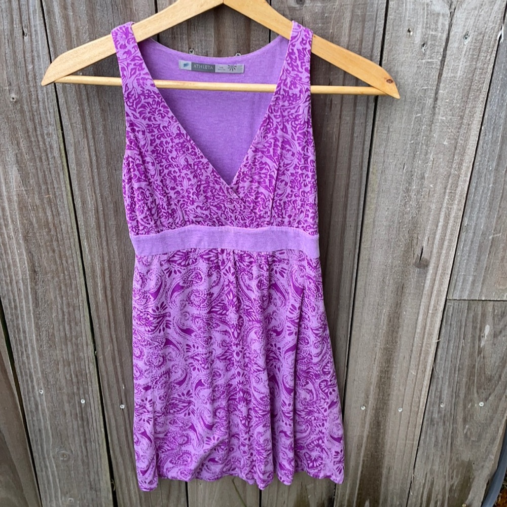 Athleta Purple Paisley Athletic Exercise Sundress Sz XXS